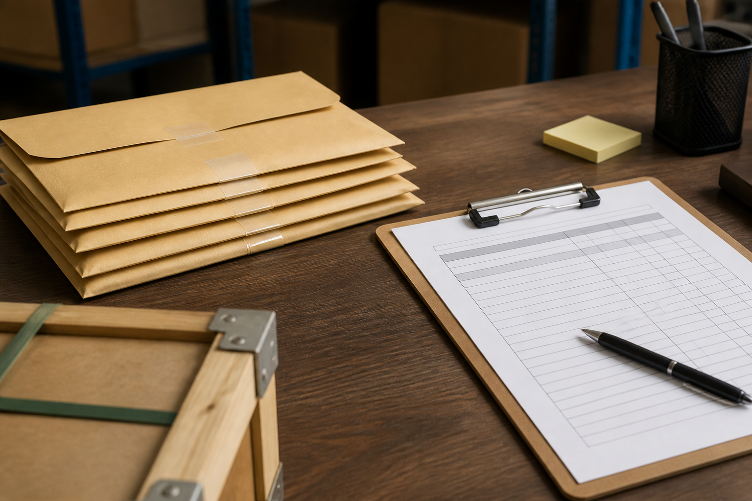 Buyer comparing printed pool equipment quotations and data sheets on a desk