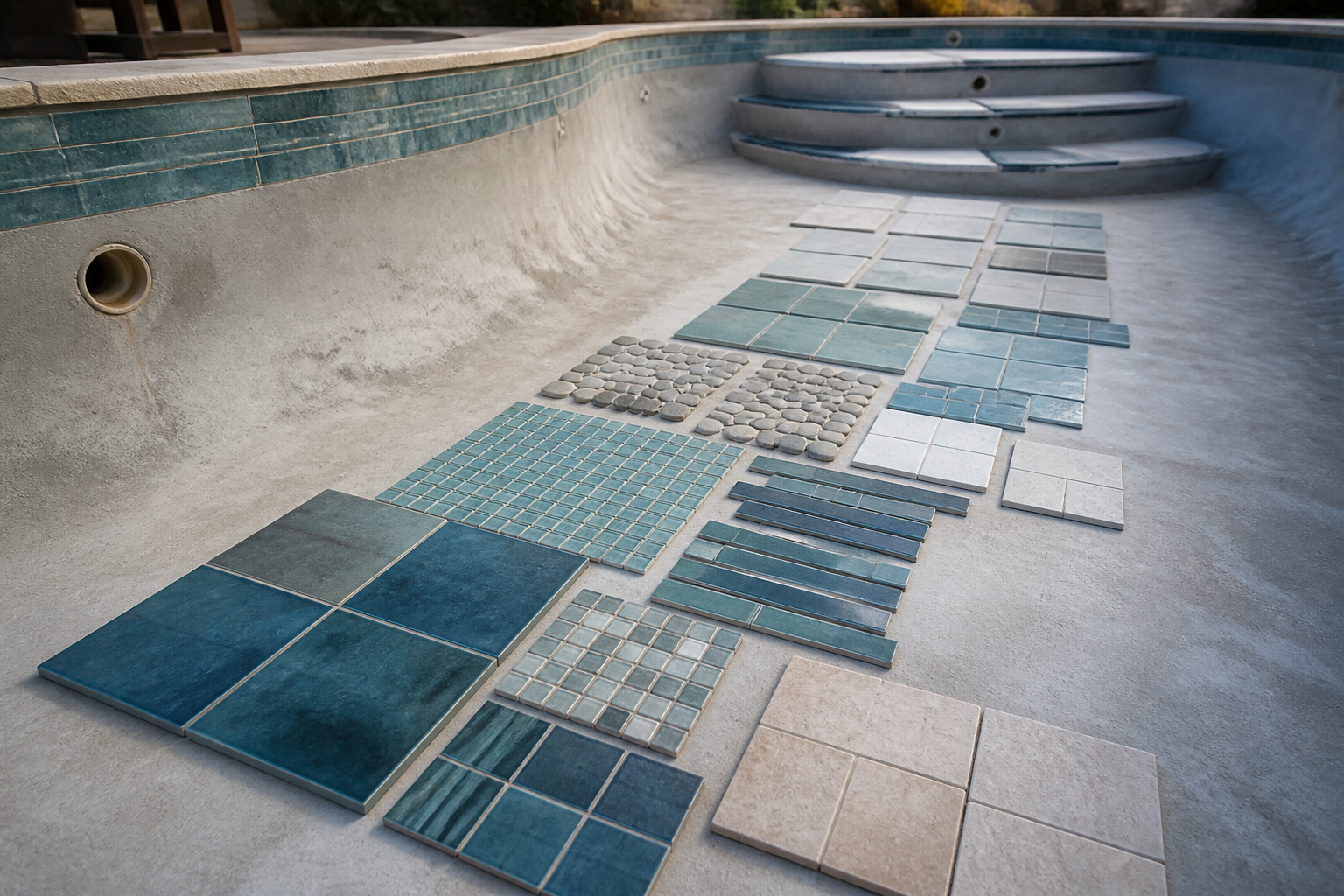 New pool equipment being placed beside an existing plant pad during a renovation