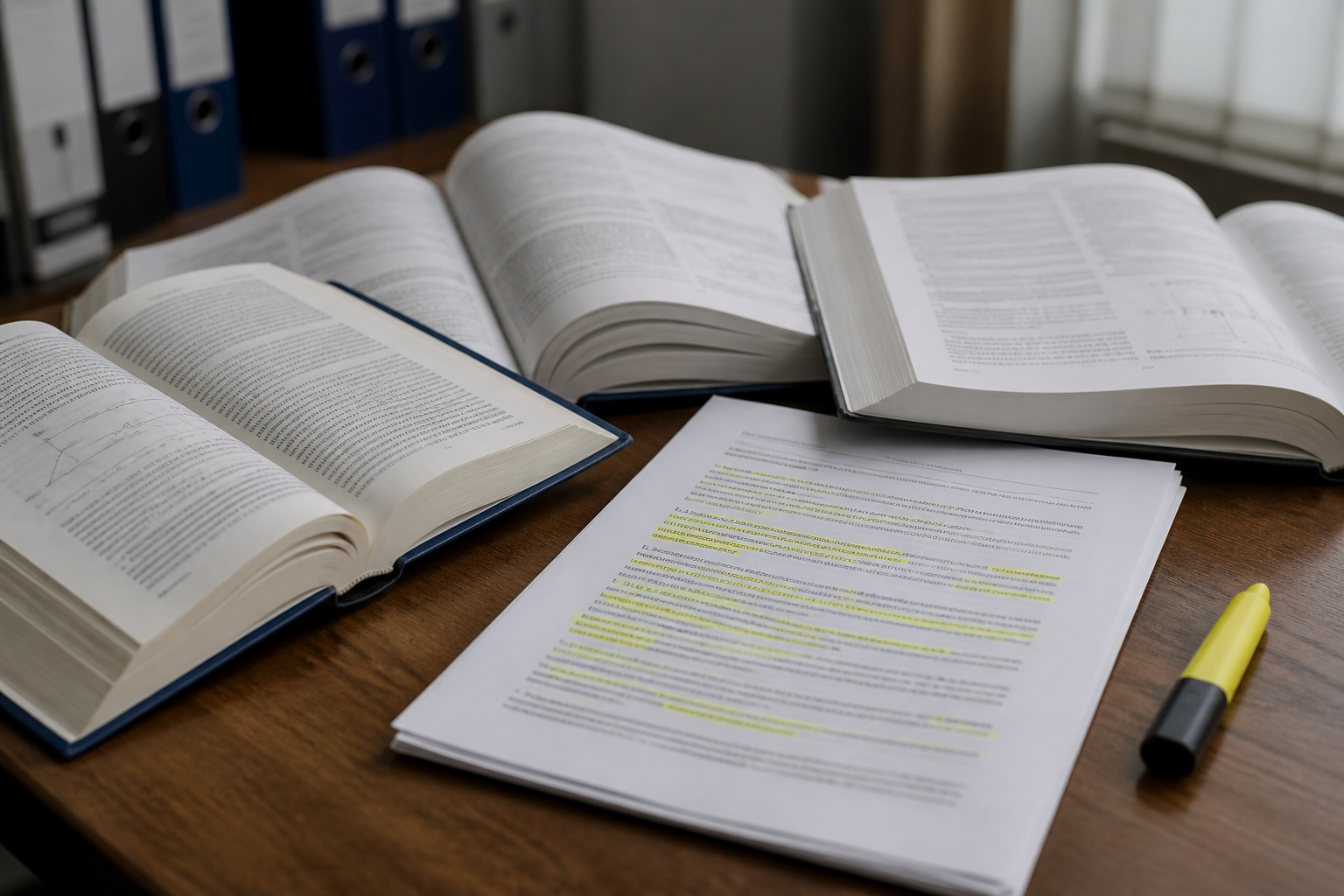 Printed standards and manufacturer data sheets stacked for source checking